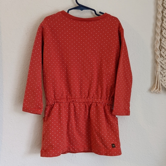 Tea Collection Ditsy Willow Dotty Drawstring Dress Floral Red Pink Purple Sz 5 - Picture 3 of 15